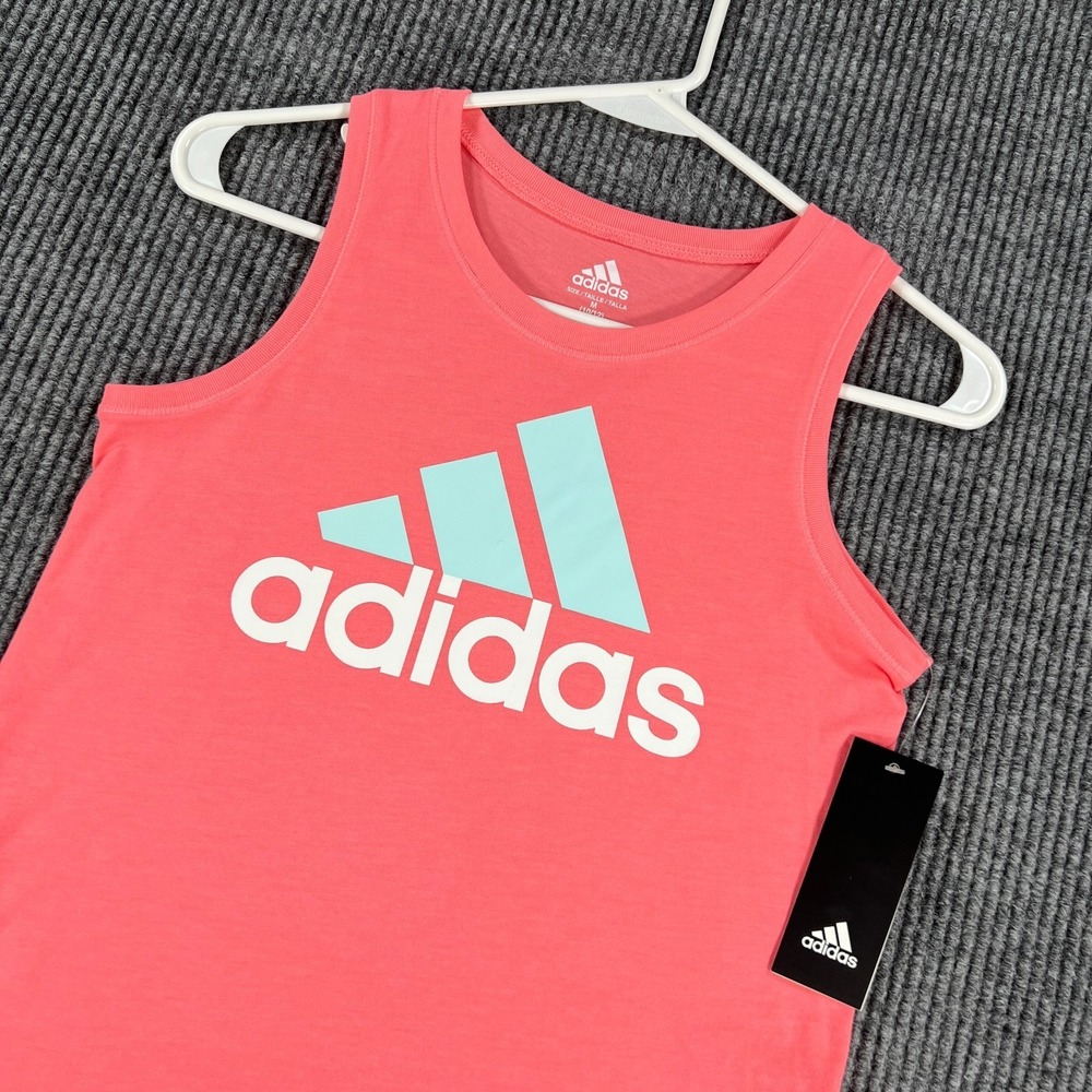Adidas Tank Top Shirt Girls Medium Pink Sleeveless Active Gym Casual New